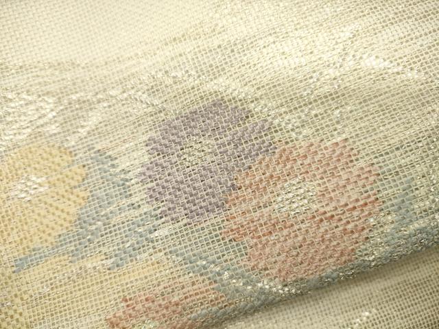 平和屋着物*夏物 六通柄袋帯 流水草花文 金銀糸 正絹 逸品 CAAV5135eg