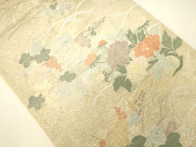 平和屋着物*夏物 六通柄袋帯 唐織 芝花文 金銀糸 正絹 逸品 CAAV5174eg