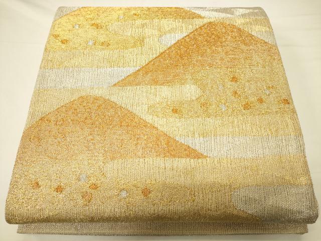 平和屋着物*夏物 太鼓柄袋帯 エ霞遠山文 金銀糸 正絹 逸品 CAAV5177eg