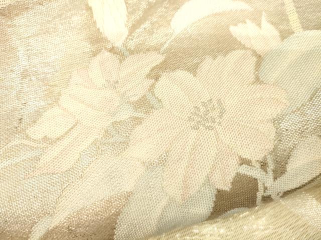 平和屋着物*夏物 六通柄袋帯 地紙草花文 金銀糸 正絹 逸品 CAAV5181eg