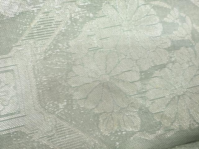 平和屋着物*夏物 六通柄袋帯 格天井花丸文 銀糸 正絹 逸品 CAAV5184eg