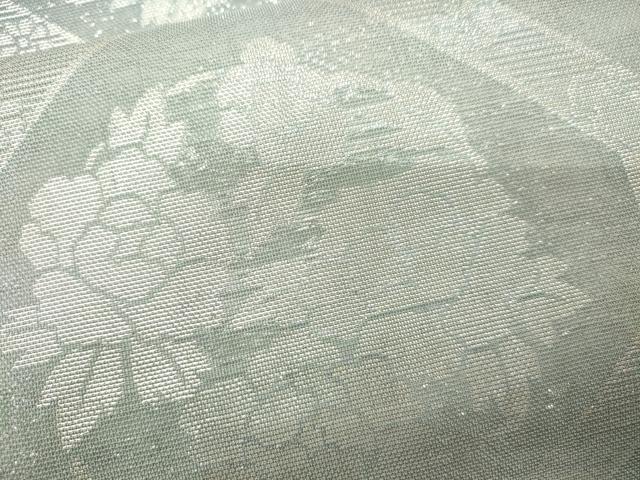 平和屋着物*夏物 六通柄袋帯 格天井花丸文 銀糸 正絹 逸品 CAAV5184eg