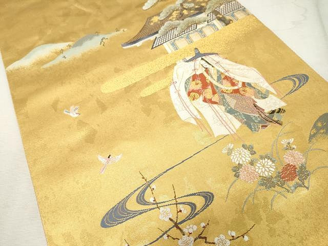 平和屋着物●西陣 長嶋成織物 六通柄袋帯 唐織 王朝優雅 瀞金錦 本金箔 正絹 逸品 CAAV5206yk