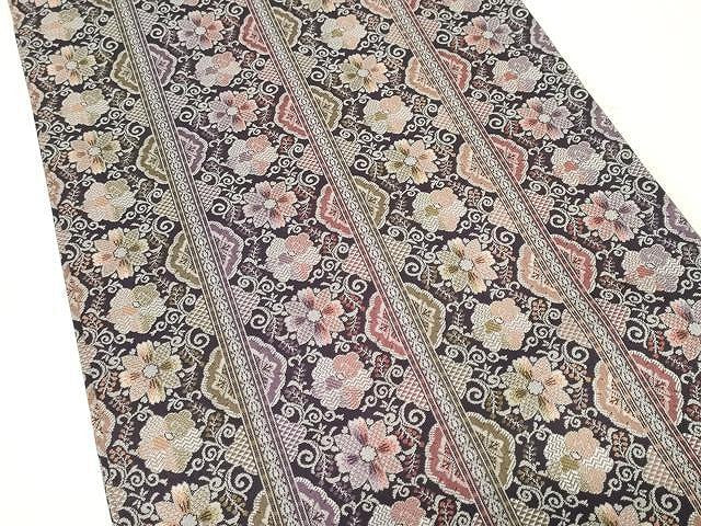 平和屋着物●本場筑前博多織 八寸名古屋帯 花唐草文 正絹 逸品 CAAV5231yk