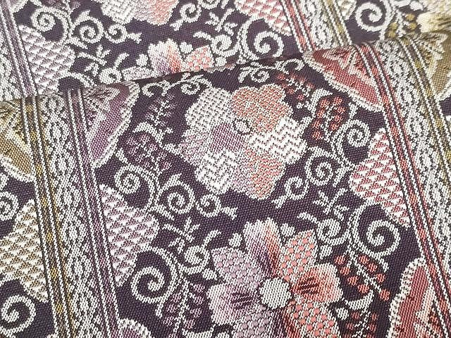 平和屋着物●本場筑前博多織 八寸名古屋帯 花唐草文 正絹 逸品 CAAV5231yk