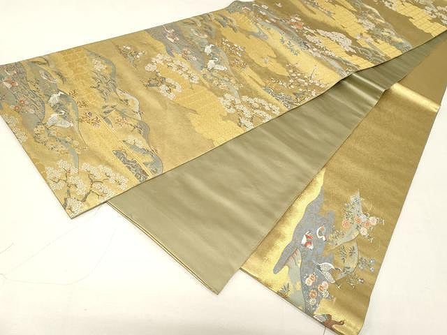 平和屋着物●西陣 長嶋成織物 六通柄袋帯 花鳥の楽園図 瀞金箔 本金箔 証紙付き 正絹 逸品 CAAV5414yk