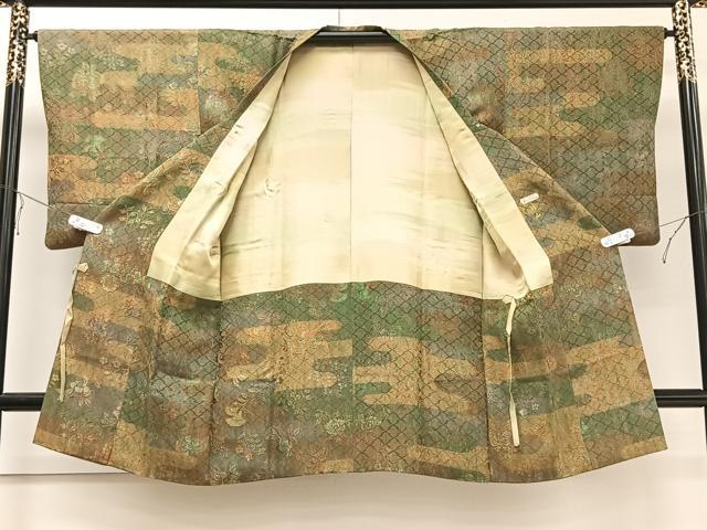 平和屋着物∞道行コート 霞花文 反端付き 伊と幸 ロング丈 正絹 逸品 CAAV5605id