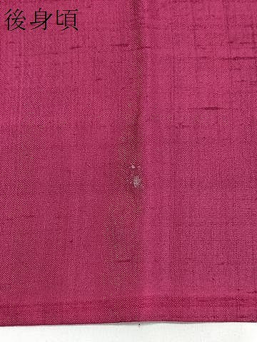 平和屋着物▽道行コート 単衣 紬地 濃紅色 ロング丈 正絹 逸品 CAAV5616id