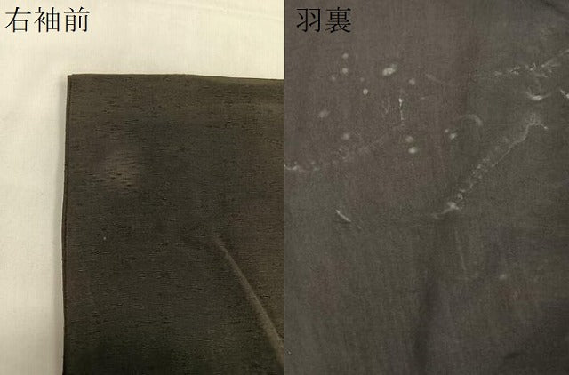 平和屋着物∞男性 長羽織 紬地 暗黒色 正絹 逸品 CAAV5654id