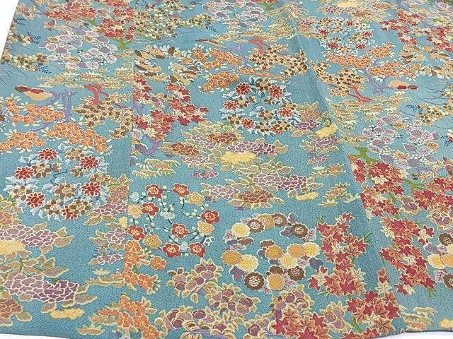 平和屋着物#道中着 枝花文 鬼しぼ縮緬 ロング丈 正絹 逸品 CAAV5710id