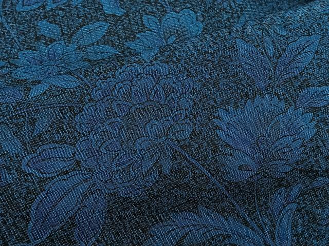 平和屋着物#道中着 紬地 藍 更紗花文 正絹 逸品 CAAV5729id