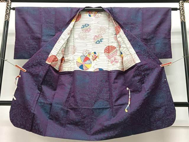 平和屋着物∞道行コート 雪輪花唐草文 ロング丈 正絹 逸品 CAAV5734id