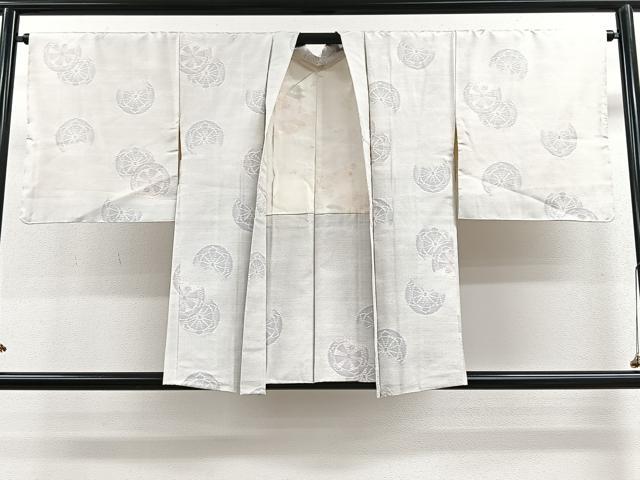 平和屋着物#本場大島紬 白大島 羽織 霞絵皿文 正絹 逸品 CAAV5773id