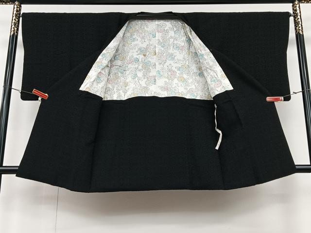 平和屋着物#道行コート 唐草文 黒地 松坂屋扱い ロング丈 正絹 逸品 CAAV5838id