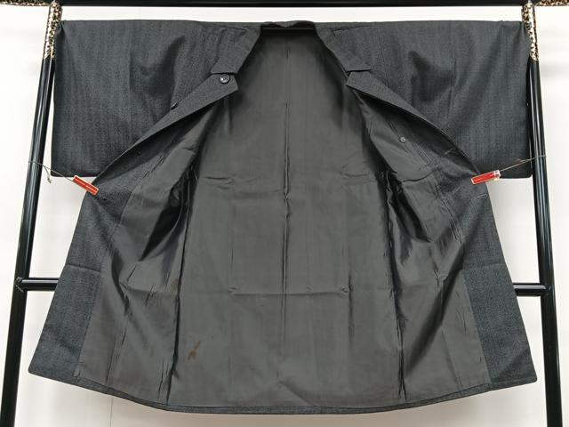 平和屋着物#男性 和装コート 格子柄 ロング丈 正絹 逸品 CAAV5839id