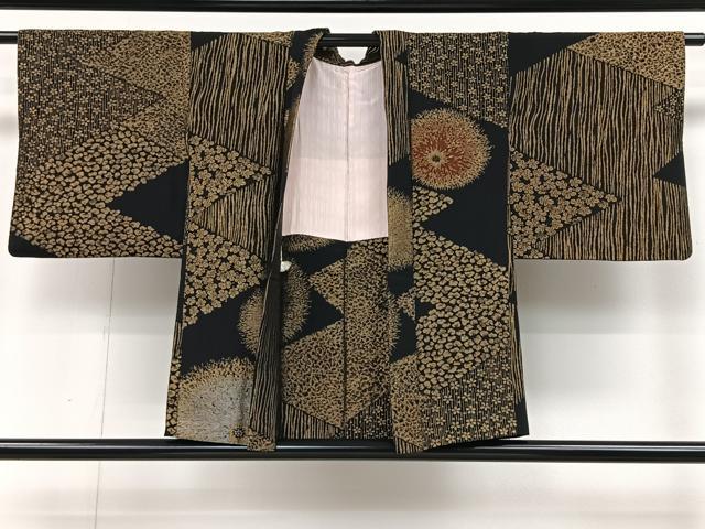 平和屋着物#羽織 寿光織 吉祥花文 黒地 金銀糸 正絹 逸品 CAAV5854id