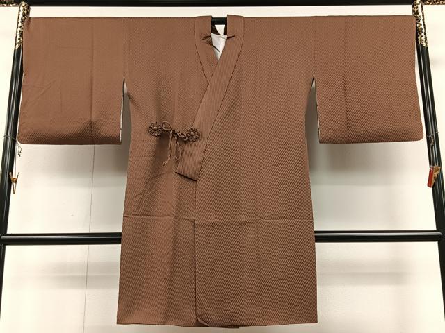 平和屋着物#道中着 茶色 ロング丈 正絹 逸品 CAAV5862id
