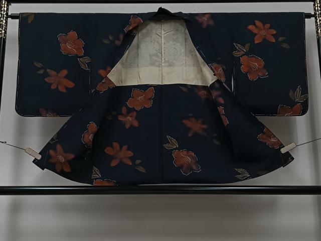 平和屋着物∞羽織 地紋起こし 草花文 反端付き 正絹 逸品 未使用 CAAV5871id