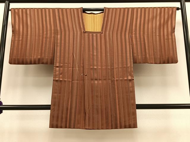 平和屋着物∞道行コート 縞 ロング丈 正絹 逸品 CAAV5917id