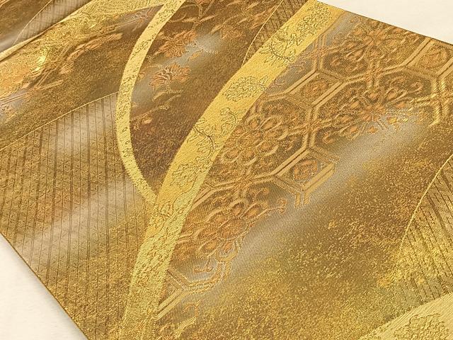 平和屋着物◎六通柄袋帯 蜀江花唐草文 金糸 正絹 逸品 CAAV5991id