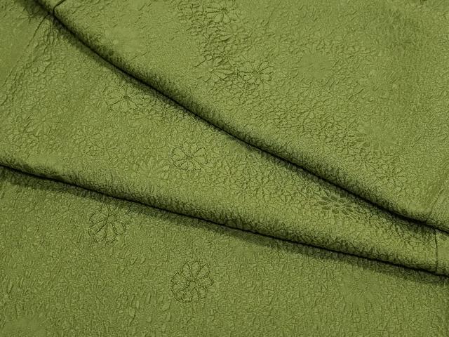 平和屋着物●上質な色無地 舞花地紋 海松色 正絹 逸品 CAAV6413vf