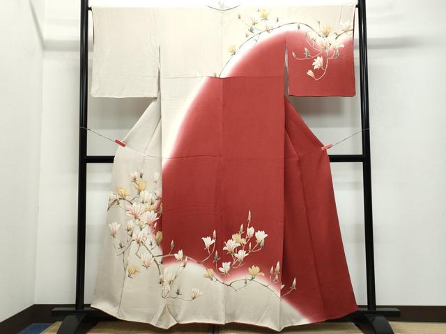 平和屋着物●訪問着 枝花文 金彩 鬼しぼ縮緬 正絹 逸品 CAAV6611vf