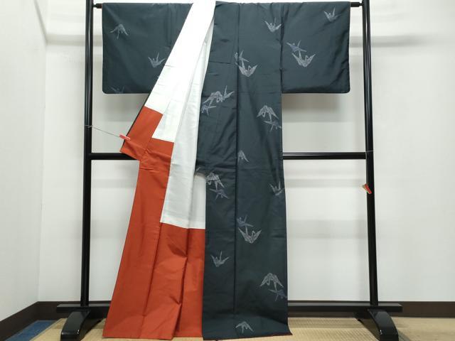 平和屋着物●本場大島紬 折り鶴 正絹 逸品 CAAV6657vf