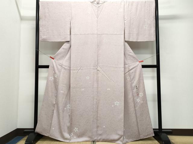 平和屋着物●友禅作家の巨匠 浅井青仁 訪問着 舞桜 金彩 正絹 逸品 CAAV6701vf