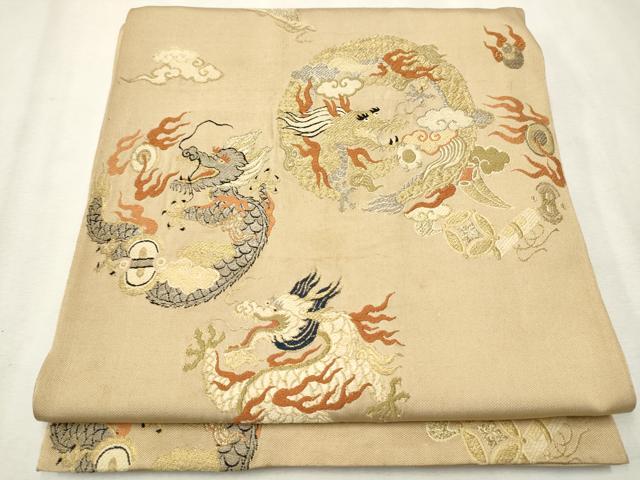 平和屋着物●アンティーク 大正ロマン 六通柄 本袋帯 五爪龍 正絹 逸品 CAAV7069hy
