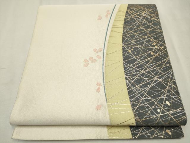 平和屋着物●六通柄袋帯 舞花びら 金銀糸 正絹 逸品 CAAV7080hy