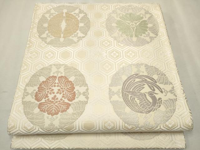 平和屋着物●六通柄袋帯 唐織 鳳凰花丸文 正絹 逸品 CAAV7081hy