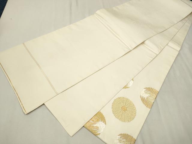 平和屋着物●山口美術織物 皇室 伊勢神宮御用 西陣織 六通柄袋帯 唐織 菊池有職丸文 金銀糸 正絹 逸品 CABB0756hy