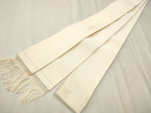 平和屋着物●男性 爪掻き本綴れ 角帯 生成色 正絹 逸品 CAAV7100hy