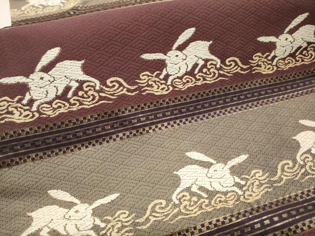 平和屋着物●九寸名古屋帯 唐織 跳兎 金糸 正絹 逸品 CAAV7167hy