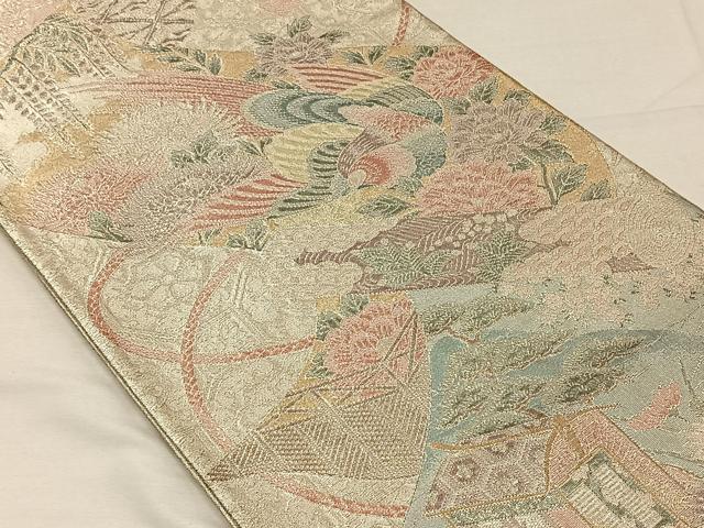 平和屋着物◎900織特選佐賀錦 六通柄袋帯 花鳥文 金銀糸 正絹 逸品 CAAV7272qv