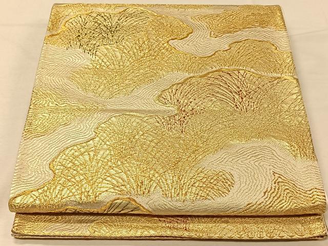 平和屋着物◎六通柄袋帯 流水芝文 金糸 正絹 逸品 CAAV7274qv