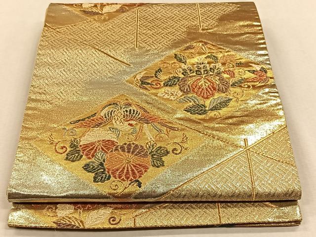 平和屋着物◎六通柄袋帯 鳳凰花菱文 正絹 逸品 CAAV7555qv