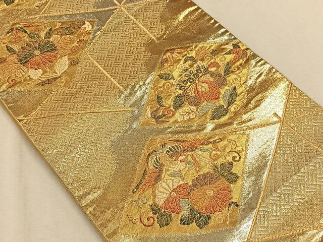 平和屋着物◎六通柄袋帯 鳳凰花菱文 正絹 逸品 CAAV7555qv