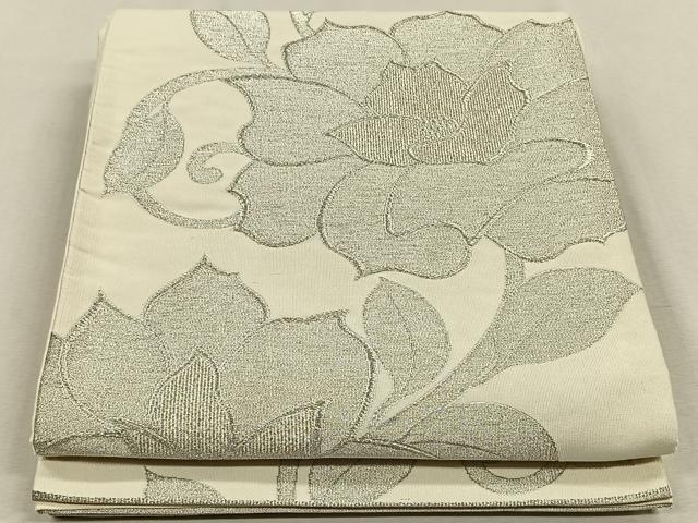 平和屋着物◎六通柄袋帯 花唐草文 銀糸 正絹 逸品 CAAV7556qv
