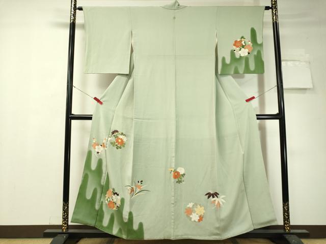 平和屋着物●極上 銀座 志ま亀 訪問着 草花丸文 暈し染め 金彩 正絹 逸品 CAAV8405vp