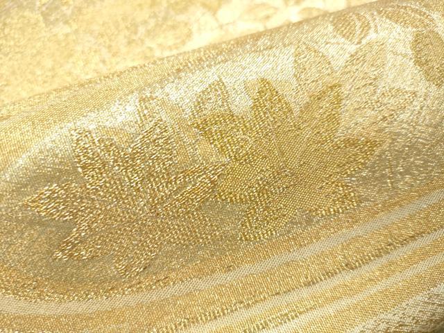 平和屋着物▼六通柄袋帯 流水草花文 金糸 正絹 逸品 CAAV8692vp