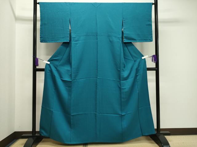 平和屋着物▽上質な色無地 単衣 鱗地紋 納戸色 やまと誂製 正絹 逸品 未使用 CAAV8869gh
