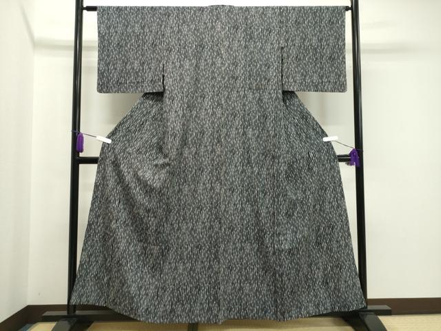 平和屋着物▽小紋 単衣 抽象文様 黒地 洗える着物 CAAV8875gh