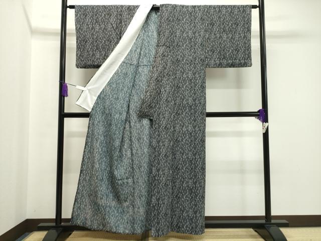 平和屋着物▽小紋 単衣 抽象文様 黒地 洗える着物 CAAV8875gh