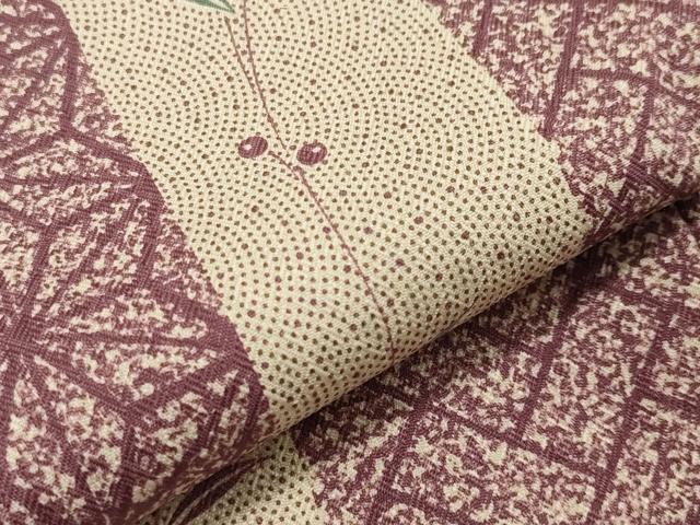 平和屋着物▽小紋 単衣 南天吉祥間道 洗える着物 CAAV8891gh