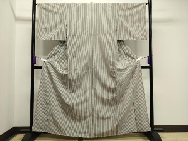 平和屋着物▽小紋 単衣 縞 洗える着物 CAAV8894gh