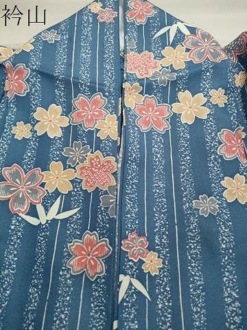 平和屋着物▽小紋 単衣 舞桜笹文 洗える着物 CAAV8896gh