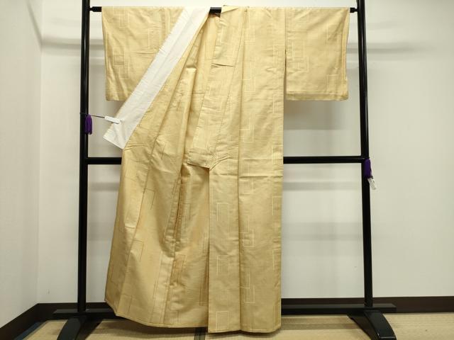 平和屋着物▽上質な紬 単衣 色紙重ね吉祥文 正絹 逸品 CAAV8905gh
