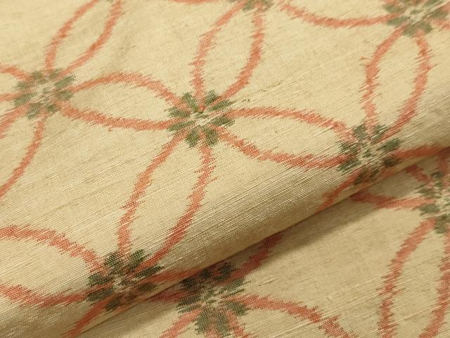 平和屋着物▽上質な紬 単衣 七宝花文 正絹 逸品 CAAV8948gh