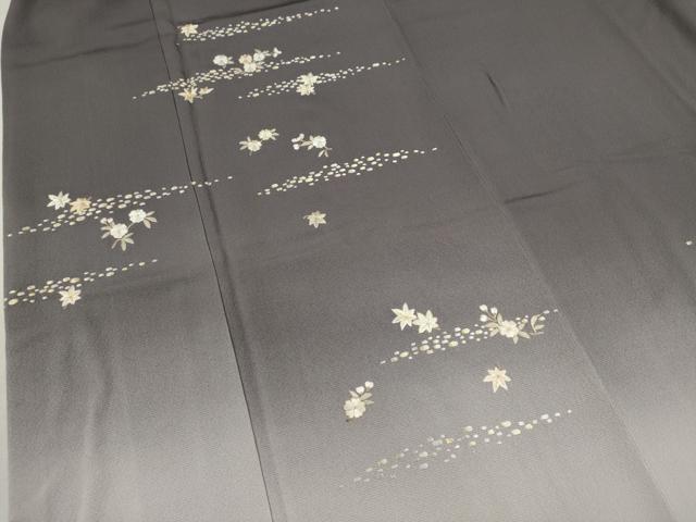 平和屋着物●訪問着 総刺繍 駒刺繍 舞花文 暈し染め 金糸 正絹 逸品 CAAV9360ze